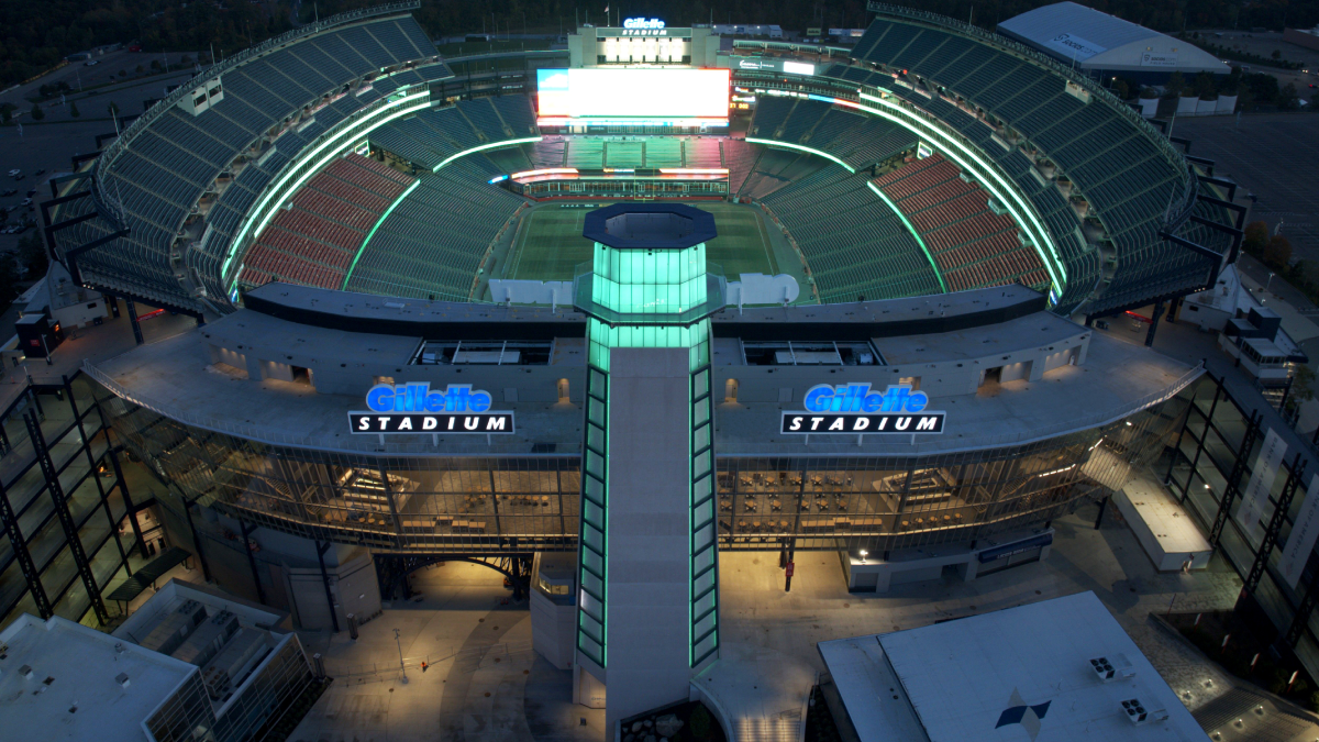 Luxury limousine transporting fans to Gillette Stadium for the Haiti vs Scotland World Cup match