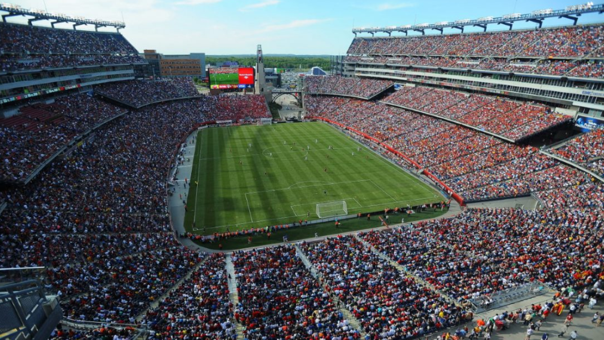 Fans arriving at Gillette Stadium for the Scotland vs Morocco World Cup 2026 match